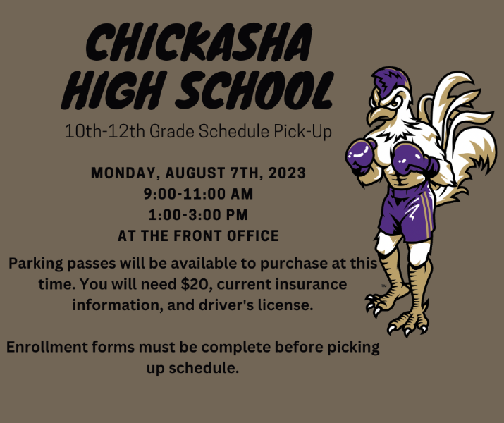 Chickasha Public Schools Schedule PickUp for 10th12th grades